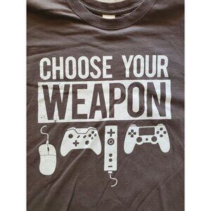 Gildan Choose Your Weapon Graphic Tee 2XL Gamer Shirt Gray